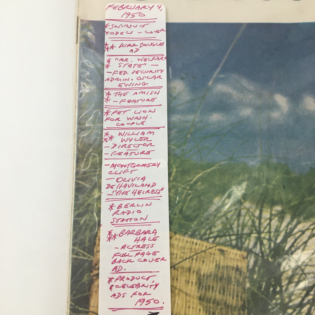 Interior page of VTG Collier's Magazine from February 4, 1950, displaying a list of featured articles and advertisements, providing a glimpse into post-war American culture.