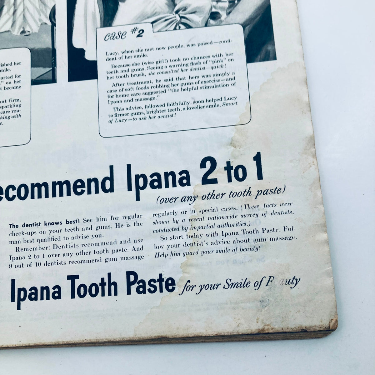 An advertisement page from VTG Look Magazine June 8 1948 showcasing Ipana Tooth Paste, highlighting dental care recommendations from dentists.