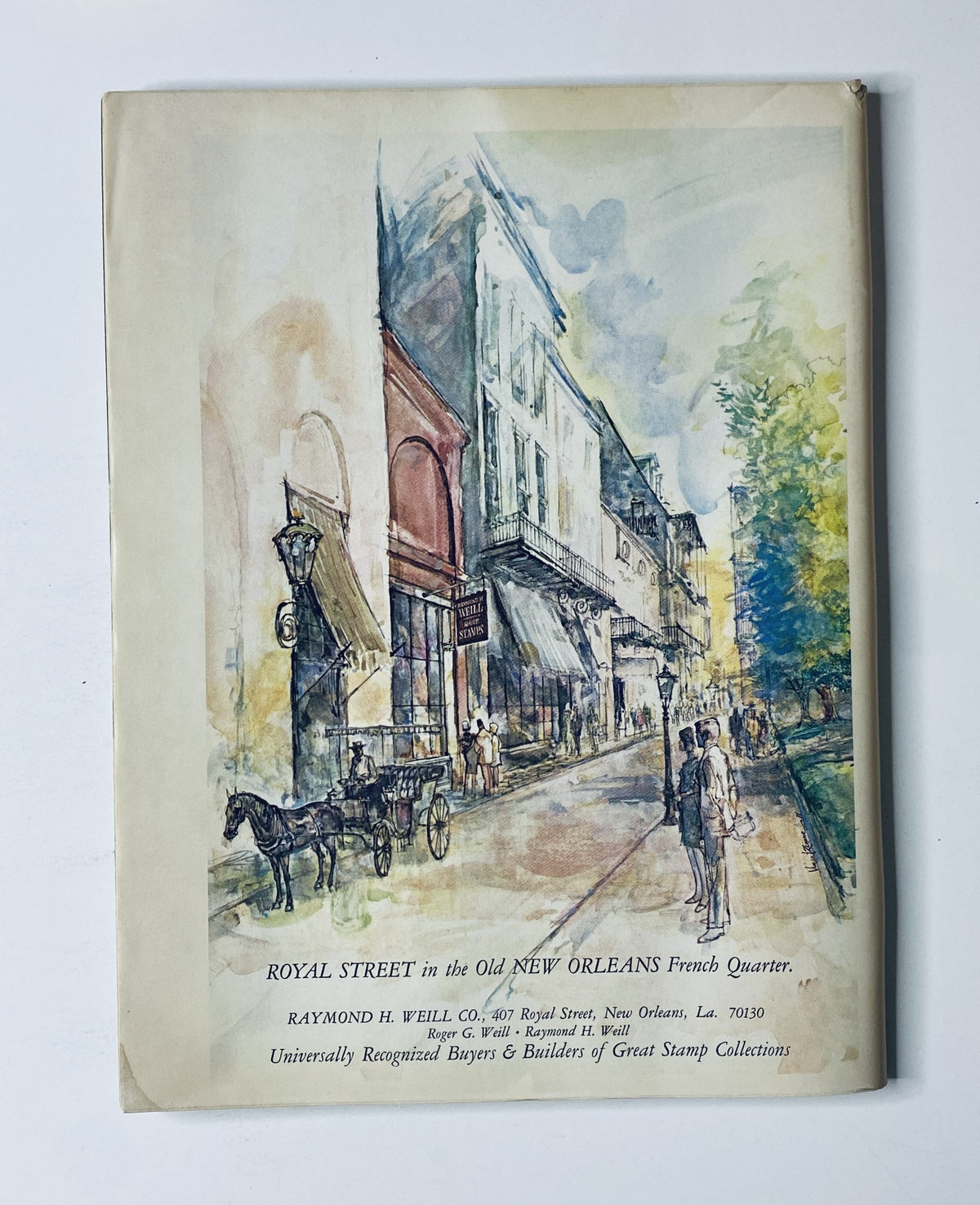 Back cover of The New Yorker Magazine December 7, 1987 showcasing a watercolor of Royal Street in the Old New Orleans French Quarter.