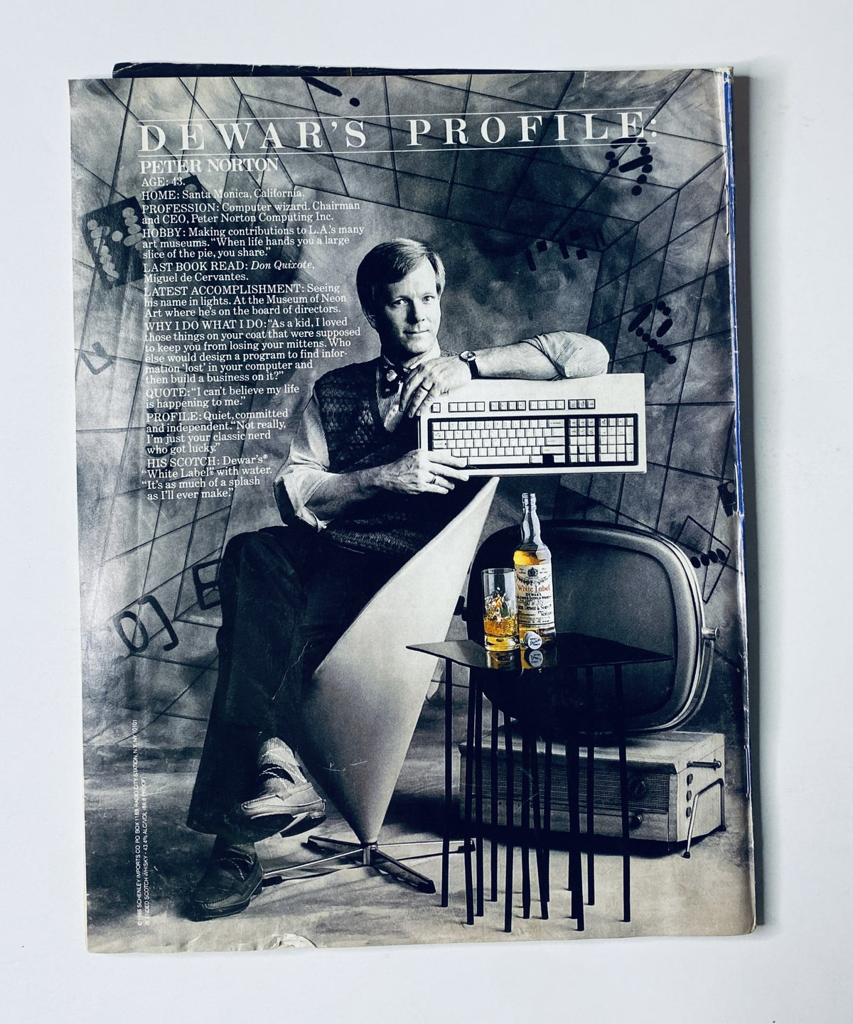 Back cover of The New Yorker Magazine October 3, 1988 featuring a black-and-white profile of a man with a vintage computer, reflecting the magazine's diverse content.