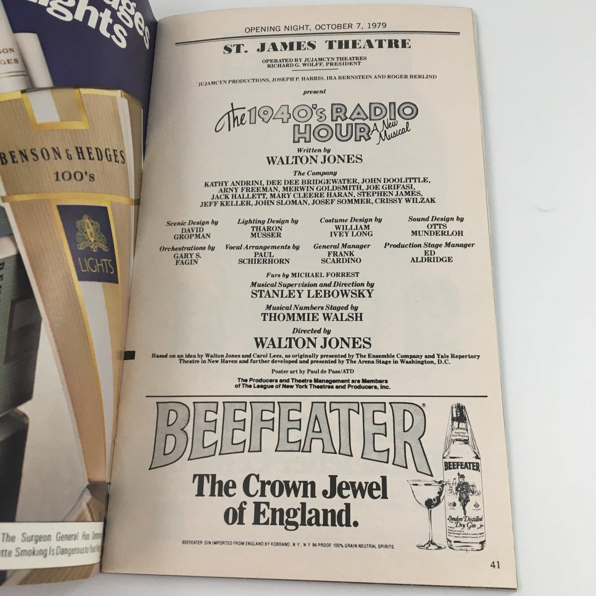 Inside the 1979 Playbill showcasing the cast and creative team of 'The 1940's Radio Hour' at St. James Theatre.