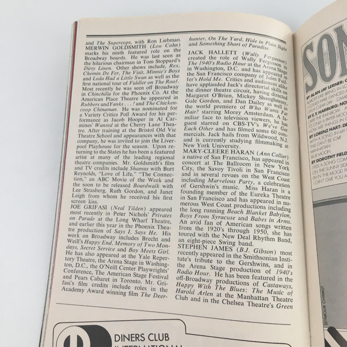 Continuation of the 1979 Playbill with additional cast and creative team details for 'The 1940's Radio Hour' at St. James Theatre.