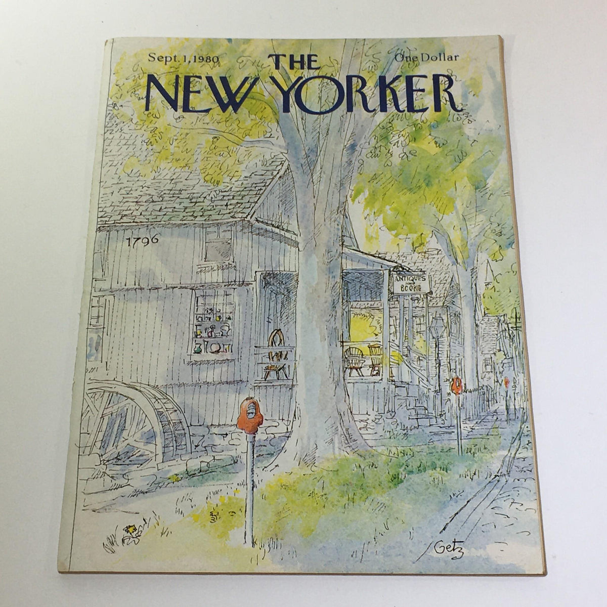 Cover of The New Yorker: September 1 1980 featuring an illustration by Arthur Getz, showcasing a charming scene with a historic building and natural surroundings.