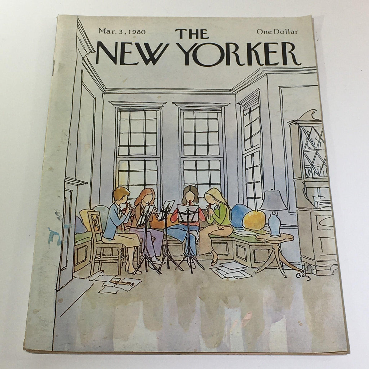 Cover of The New Yorker Magazine March 3 1980 featuring an illustration by Arthur Getz, showcasing individuals in a bright, spacious room with music scores.