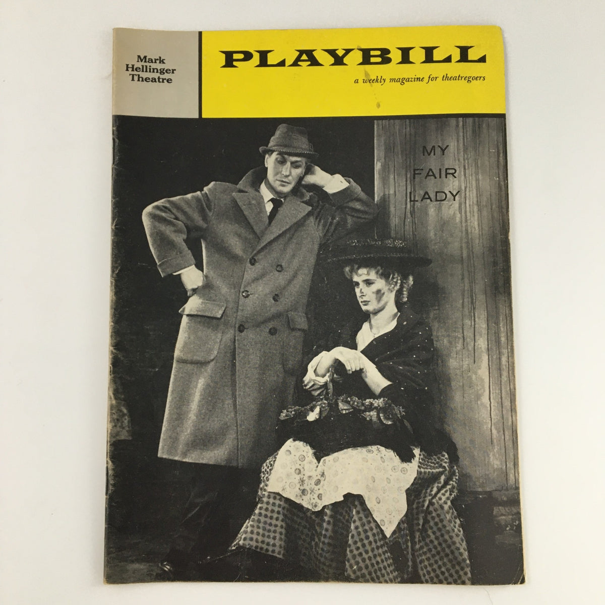 1956 Playbill from the Mark Hellinger Theatre featuring 'My Fair Lady', showcasing characters portrayed by Ronald Radd and Reginald Denny.