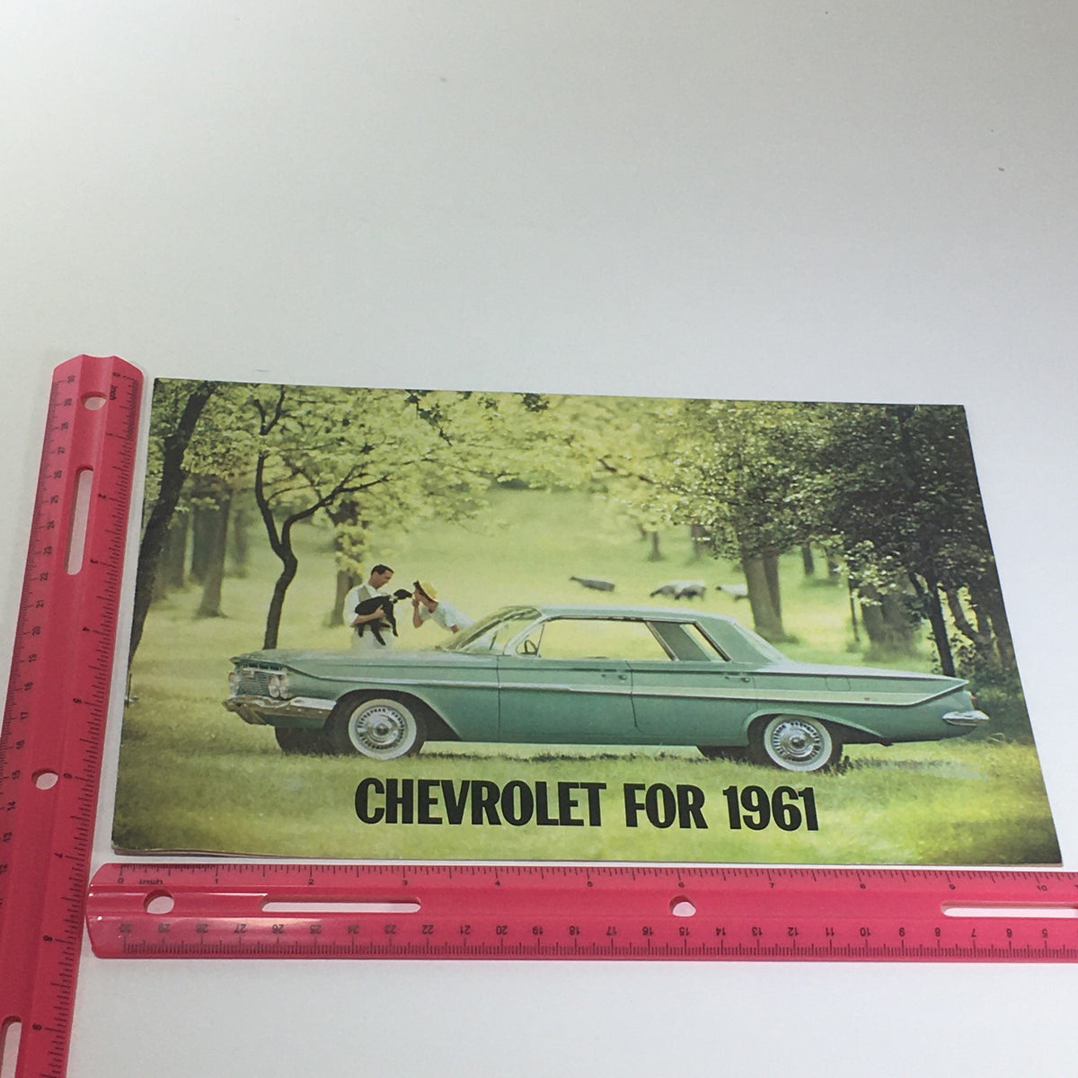 Cover of the Chevrolet for 1961 Bel Air Series Sport Coupe 4-Door Sedan Car Catalog Brochure featuring a classic car in a scenic park setting, ideal for car enthusiasts and collectors.