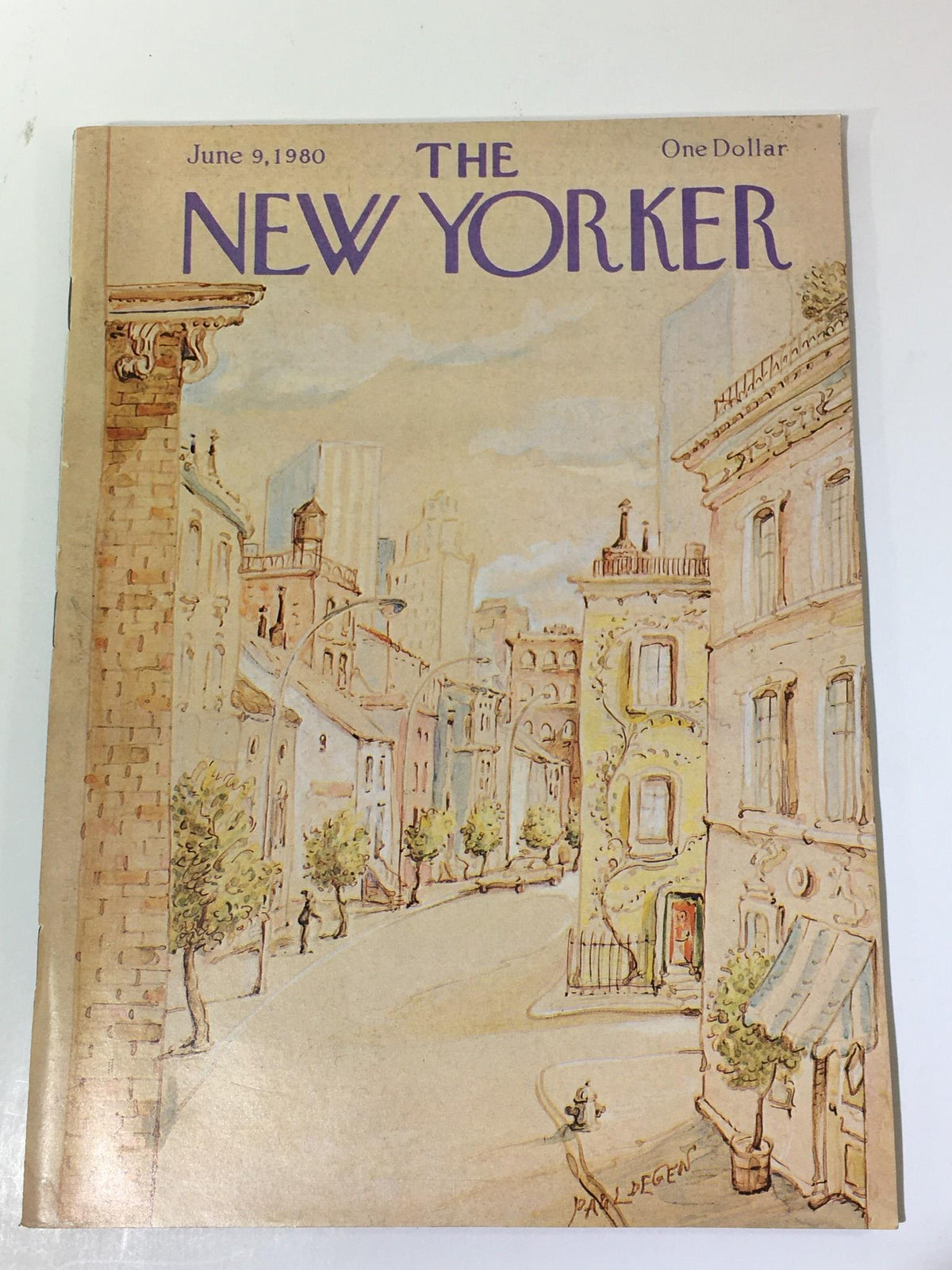 The New Yorker June 9 1980 Full Magazine featuring a charming street scene illustrated by Paul Degen, showcasing vintage architecture and lush greenery, highlighting its cultural and artistic significance.