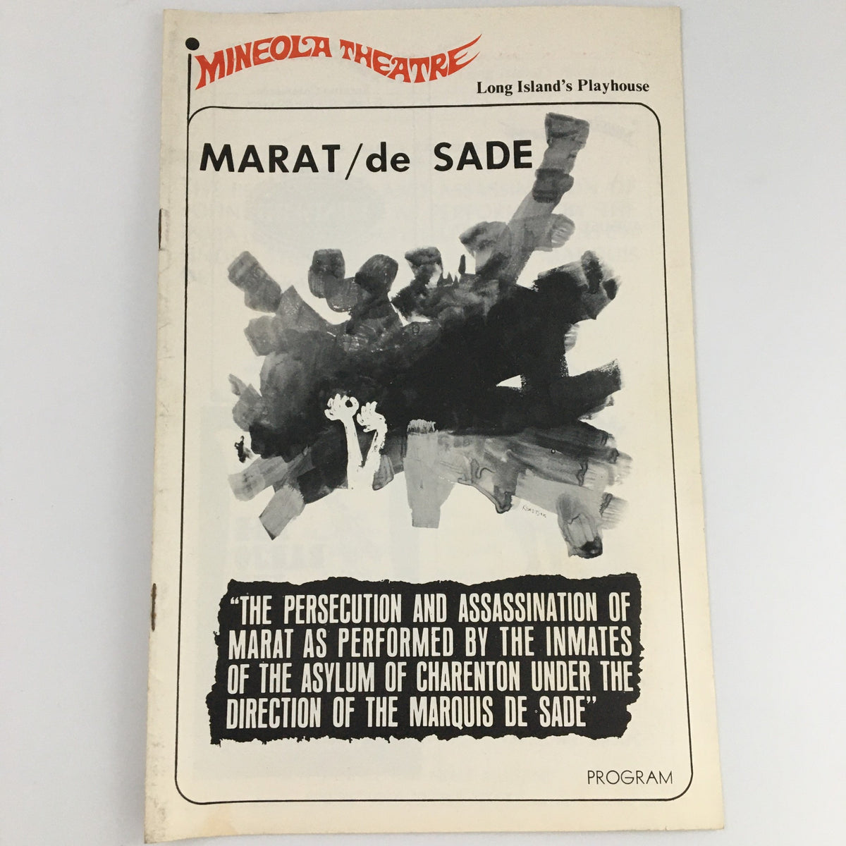 1966 Mineola Theatre Long Island Playhouse 'Marat / De Sade' Peter Bromilow