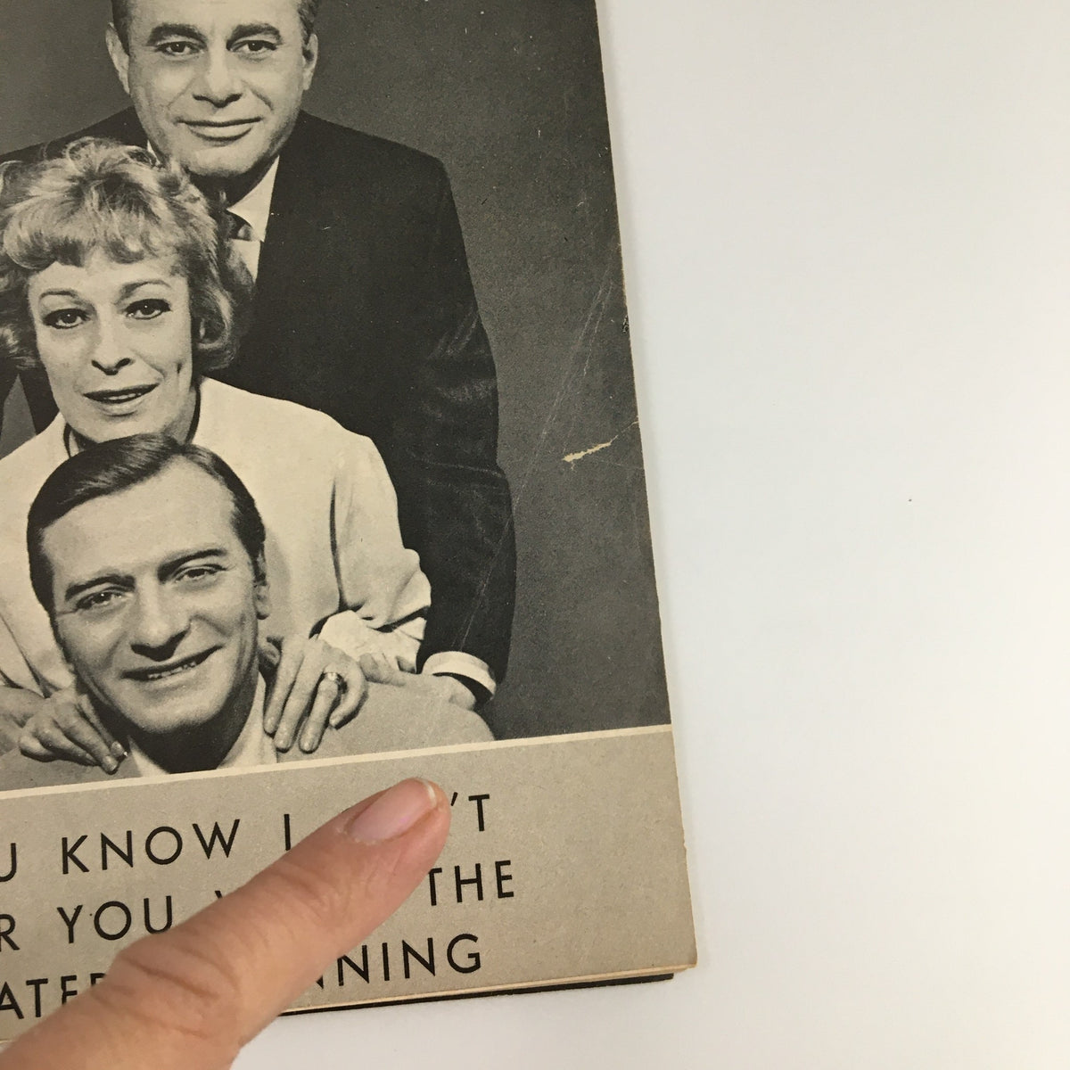 Close-up of the 1967 Playbill for You Know I Can't Hear You When the Water's Running showing cast members and production title.