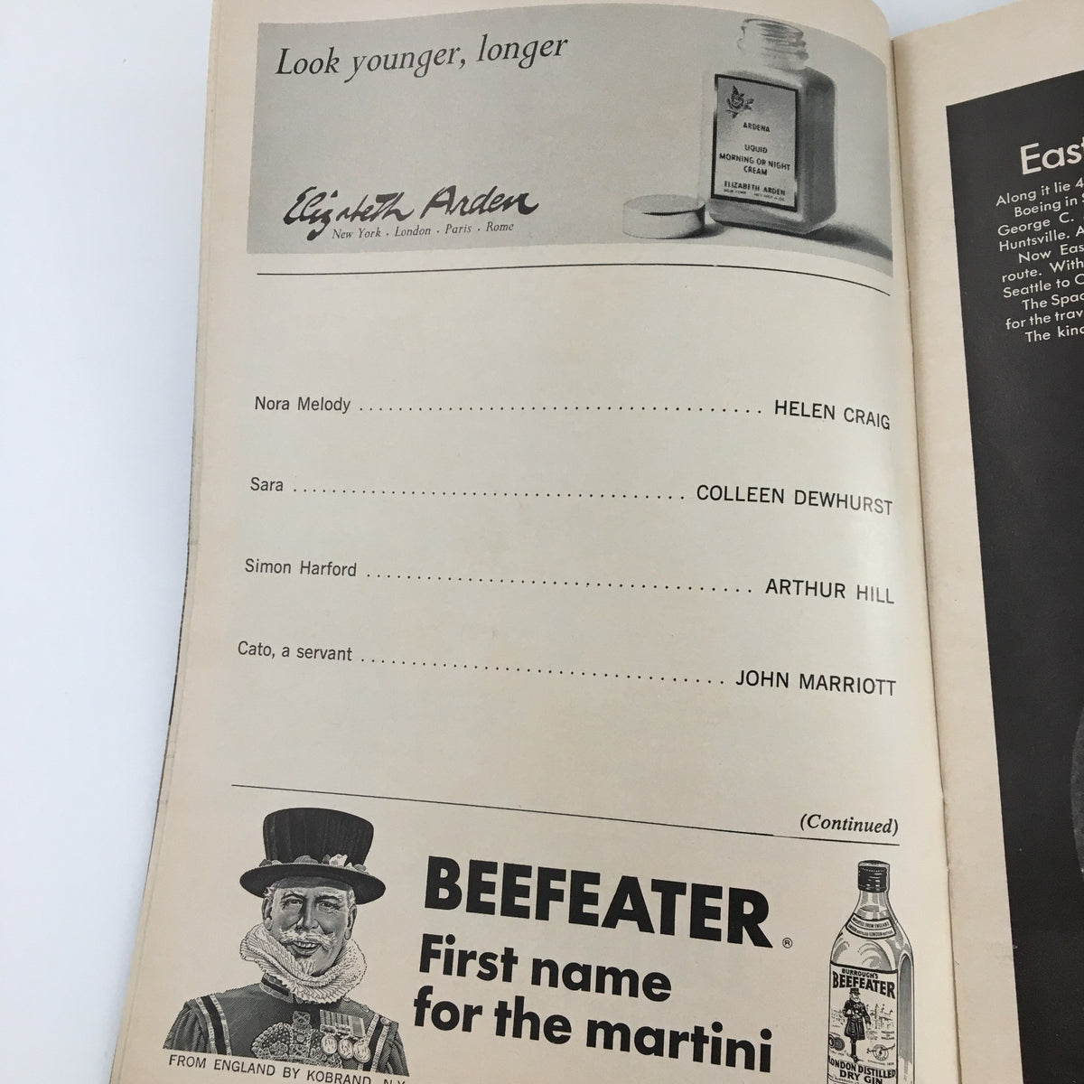Another interior page of the 1967 Playbill for 'More Stately Mansions' at The Broadhurst Theatre, showcasing advertisements and cast information.