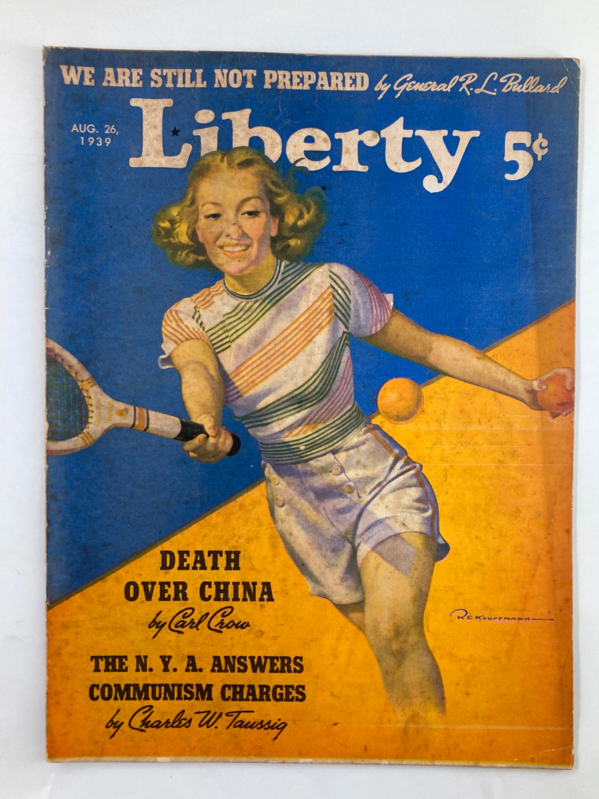Vintage Liberty Magazine August 26 1939 Death Over China by Carl Crow No Label