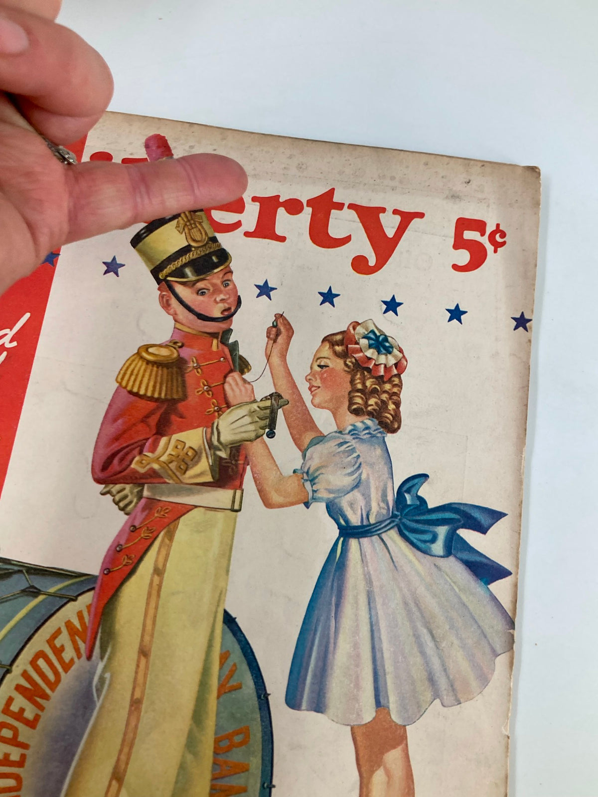 Cover of VTG Liberty Magazine July 8 1939 featuring colorful illustrations of a soldier and a girl, showcasing the theme of employment during the late 1930s.