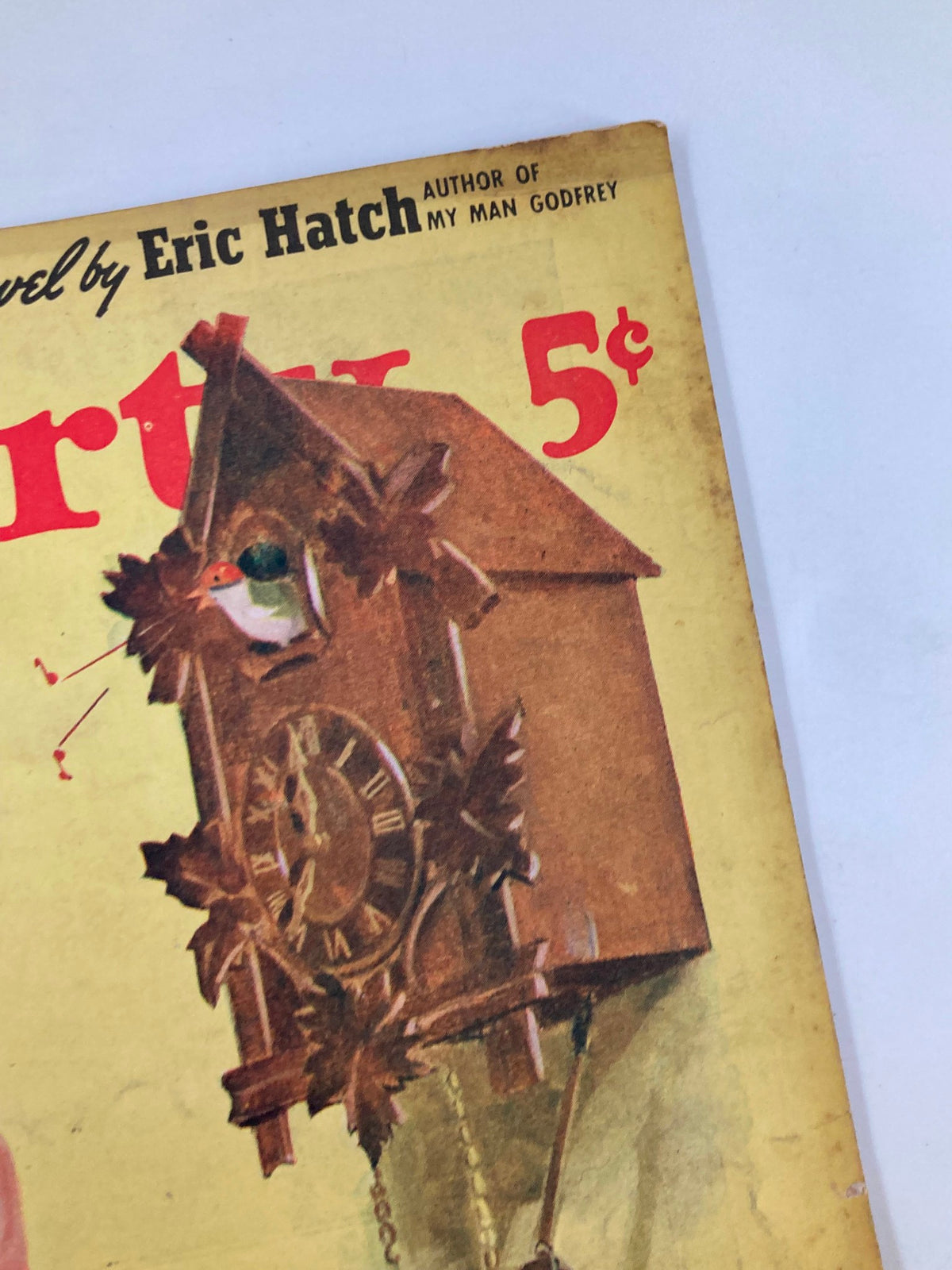 Detailed view of the VTG Liberty Magazine September 16 1939 cover focusing on the ornate cuckoo clock illustration, part of the magazine's historical charm.