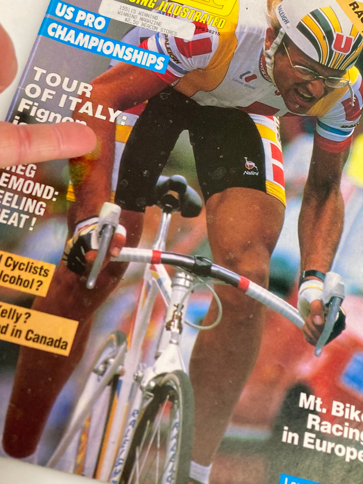 Cover of the September 1989 issue of Winning Bicycle Racing Illustrated featuring a cyclist in action, showcasing Laurent Fignon, highlighting the excitement of competitive cycling.