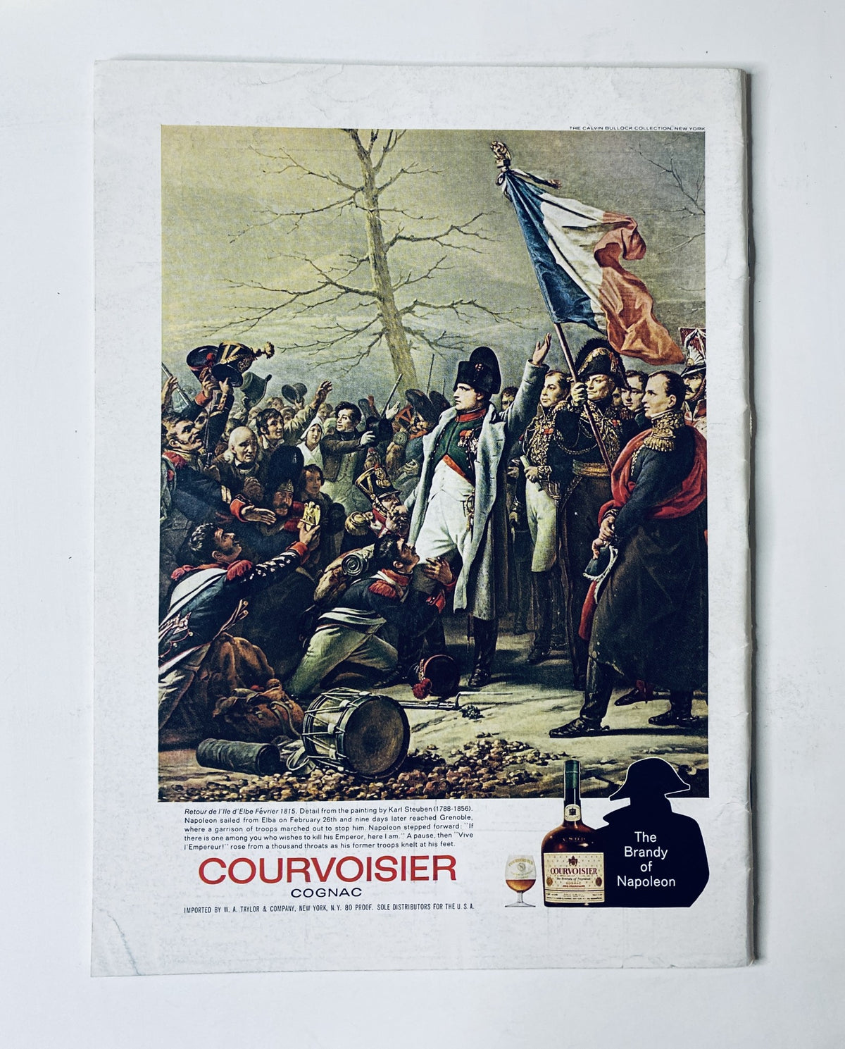 Back cover of The New Yorker Magazine December 31, 1966, featuring a vintage advertisement for Courvoisier Cognac, depicting a historic scene with Napoleon and a festive gathering.