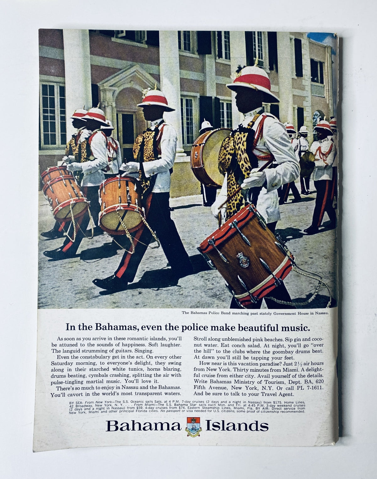 The New Yorker Magazine November 27, 1965 Thanksgiving Turkey Cover Frank Modell, featuring a colorful image of a marching band in the Bahamas, showcasing traditional musicians playing drums, promoting the beauty of Bahamian music and culture.