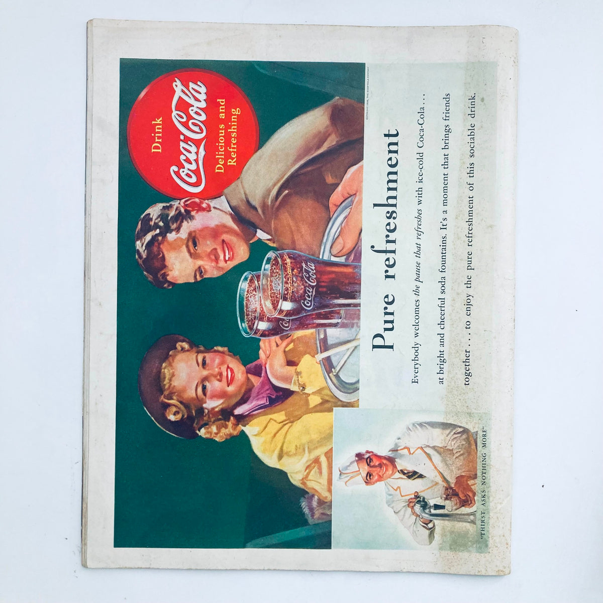 Back cover of The Saturday Evening Post September 24, 1938, featuring a vintage Coca-Cola advertisement promoting refreshment and enjoyment.