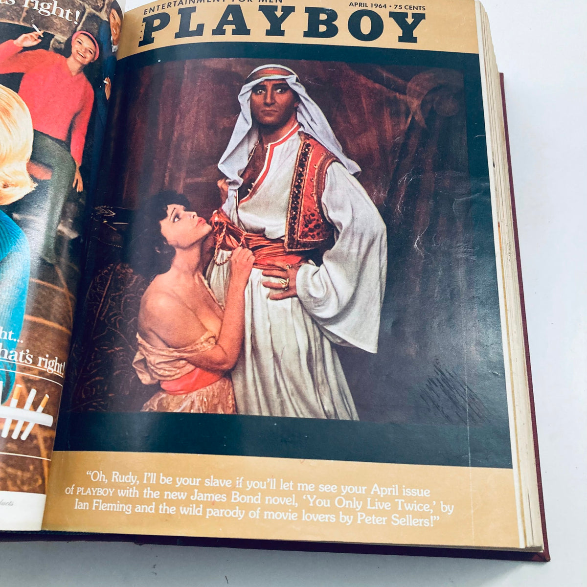 April 1964 issue of Complete 1964 Original Playboy Magazine with an artistic cover featuring a dramatic scene with a male and female model, highlighting the magazine's diverse themes.