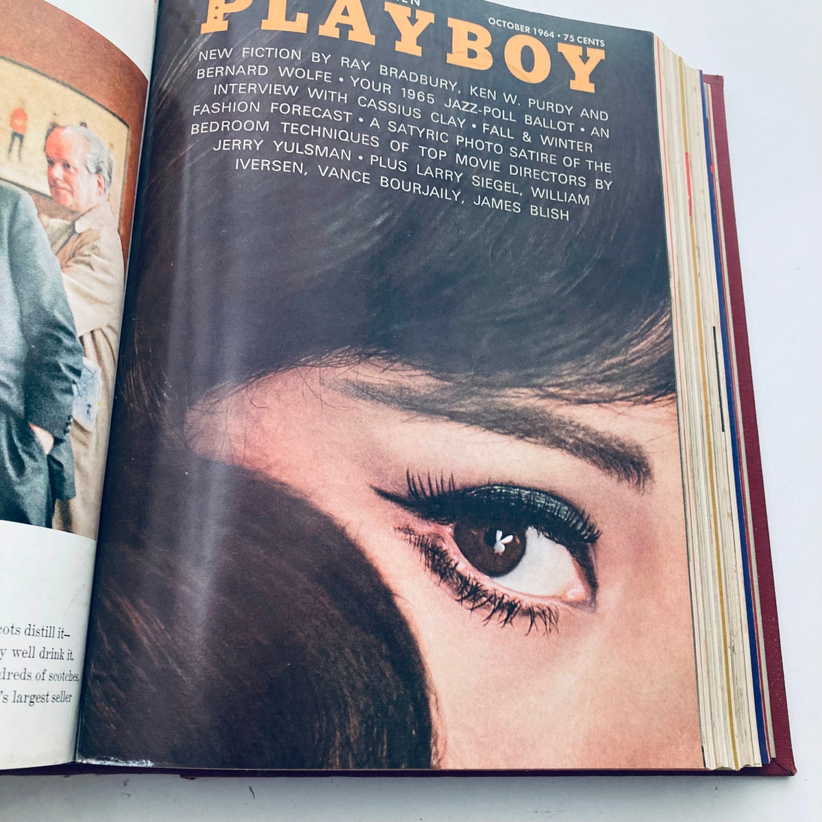 Cover page of the Complete 1964 Original Playboy Magazine, October issue spotlighting a striking close-up of a woman's eye, highlighting classic beauty themes.