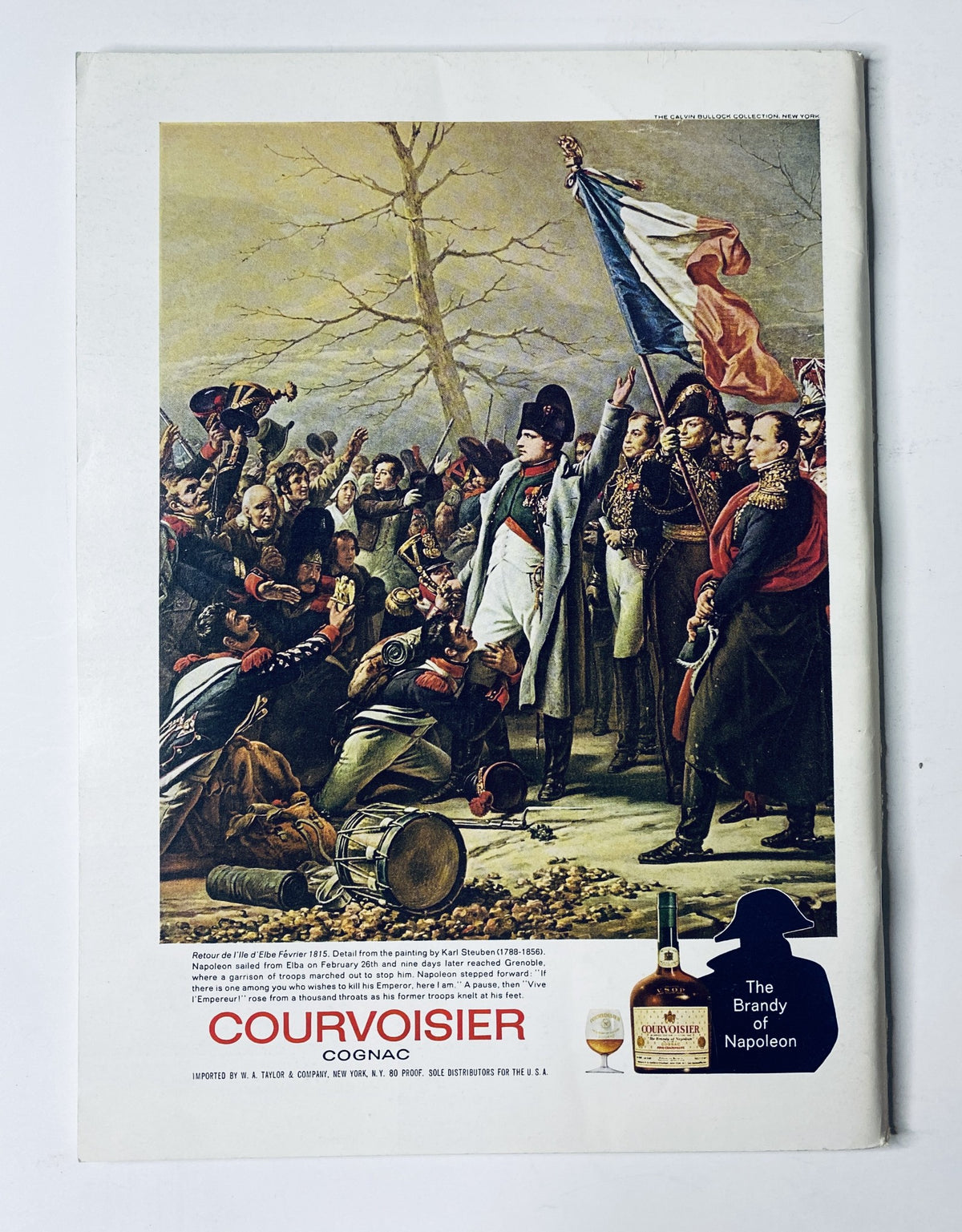 The advertisement page from The New Yorker Magazine May 27, 1967, for Courvoisier Cognac, featuring a historical illustration related to Napoleon and his army.