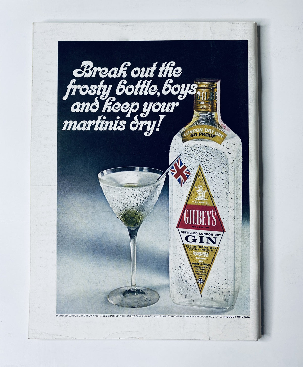 Back cover of The New Yorker Magazine November 11, 1967 featuring a Gilbey's gin advertisement promoting cocktail enjoyment.