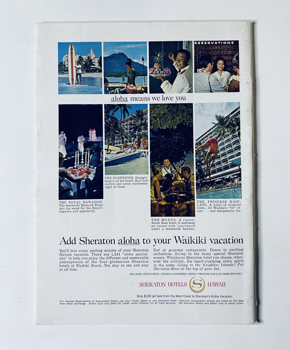 Advertisement in The New Yorker Magazine July 15, 1967 for Sheraton Hotels in Hawaii, promoting luxurious vacation experiences with beautiful visuals.