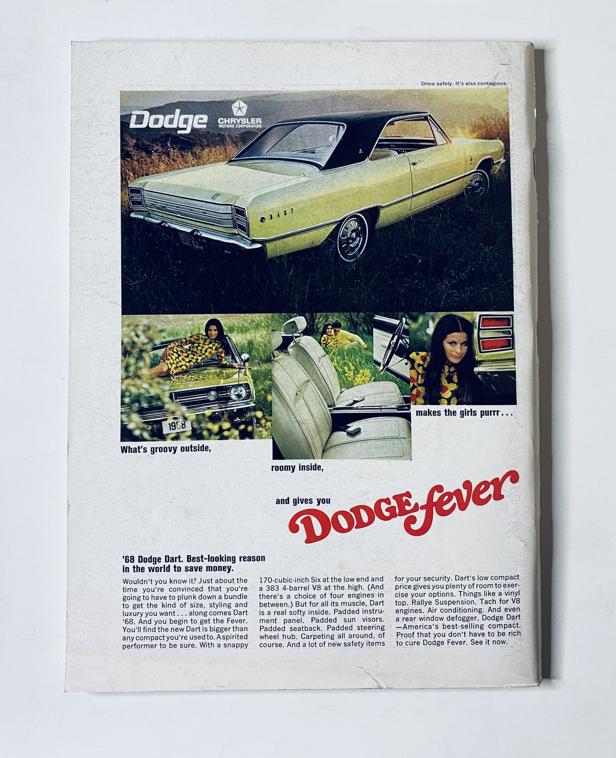 Back cover advertisement of The New Yorker magazine for the 1968 Dodge Dart, highlighting its design and features.