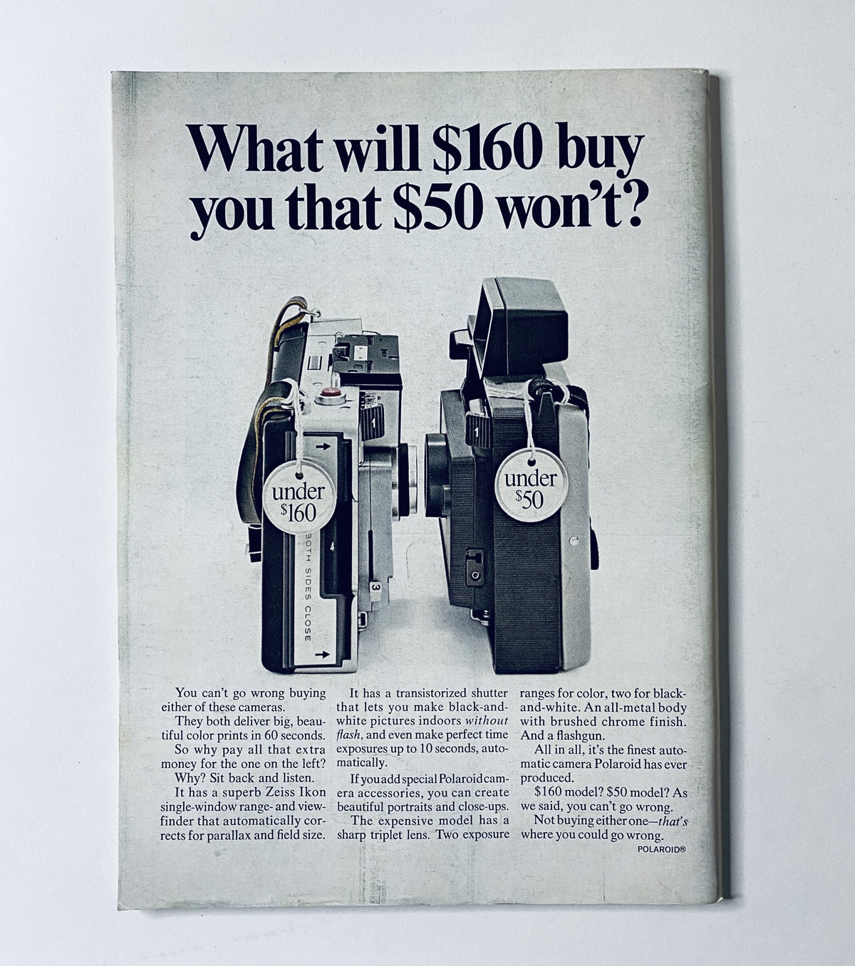 Cover of The New Yorker Magazine June 8, 1968 featuring a cartoon about campus life, highlighting a comparison of camera prices - what will $160 buy you that $50 won't?