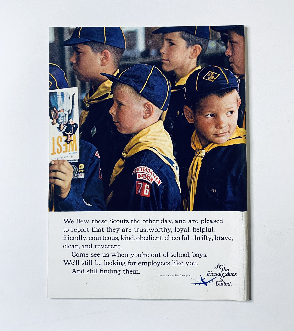 The New Yorker Magazine August 3, 1968 Stop Sign Landscape Cover by Arthur Getz showing a vintage advertisement featuring young boys in Cub Scout uniforms promoting loyalty and trustworthy behavior.