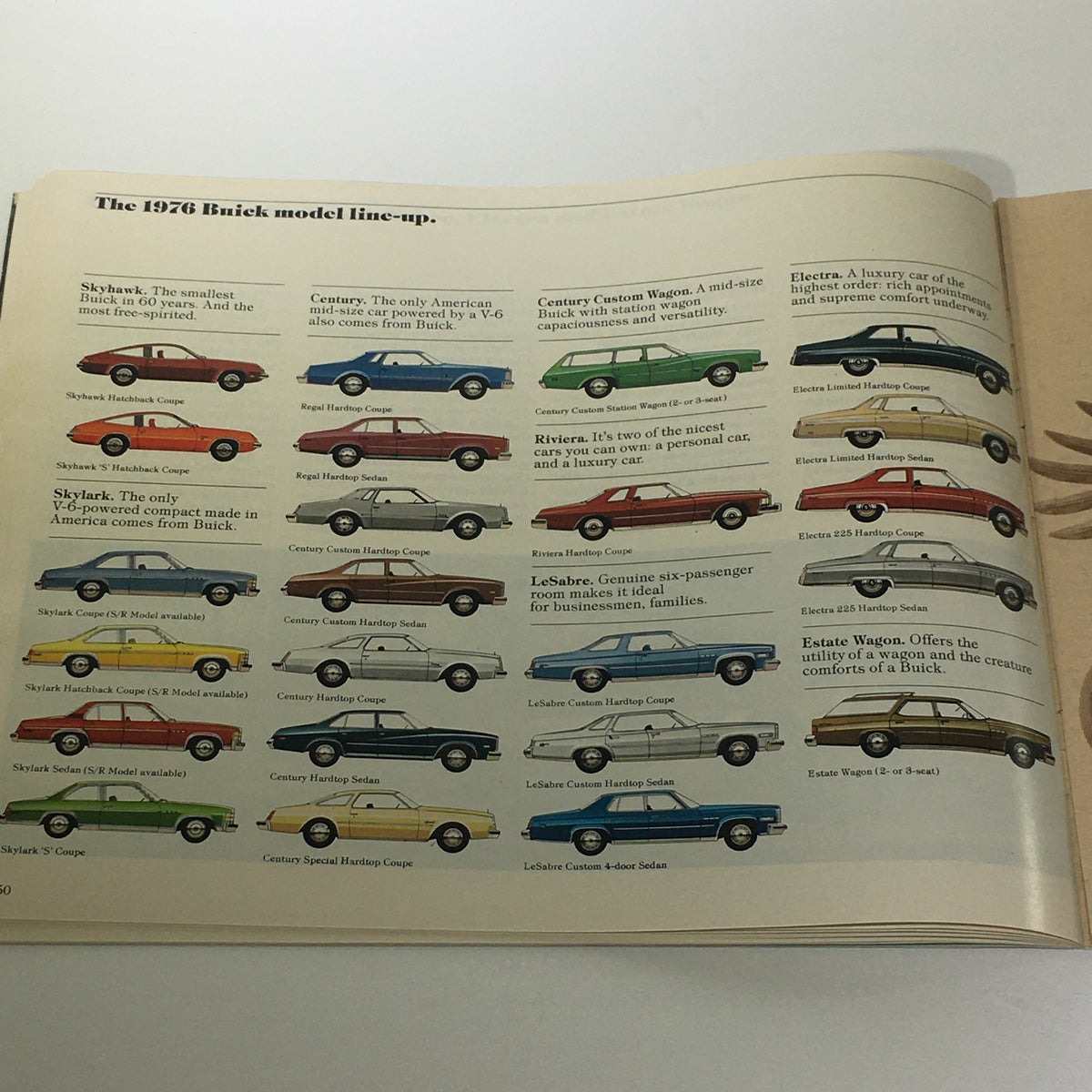 1976 Buick model lineup featuring various Buick vehicles, including The Century Coupe among other models in classic design.