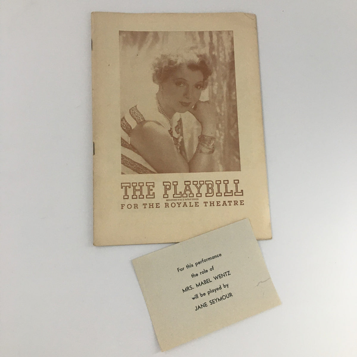 1947 Playbill from the Royale Theatre featuring 'Ina Claire', showcasing Jane Seymour's role as Mrs. Mabel Wentz, highlighting theatre history and collectible memorabilia.