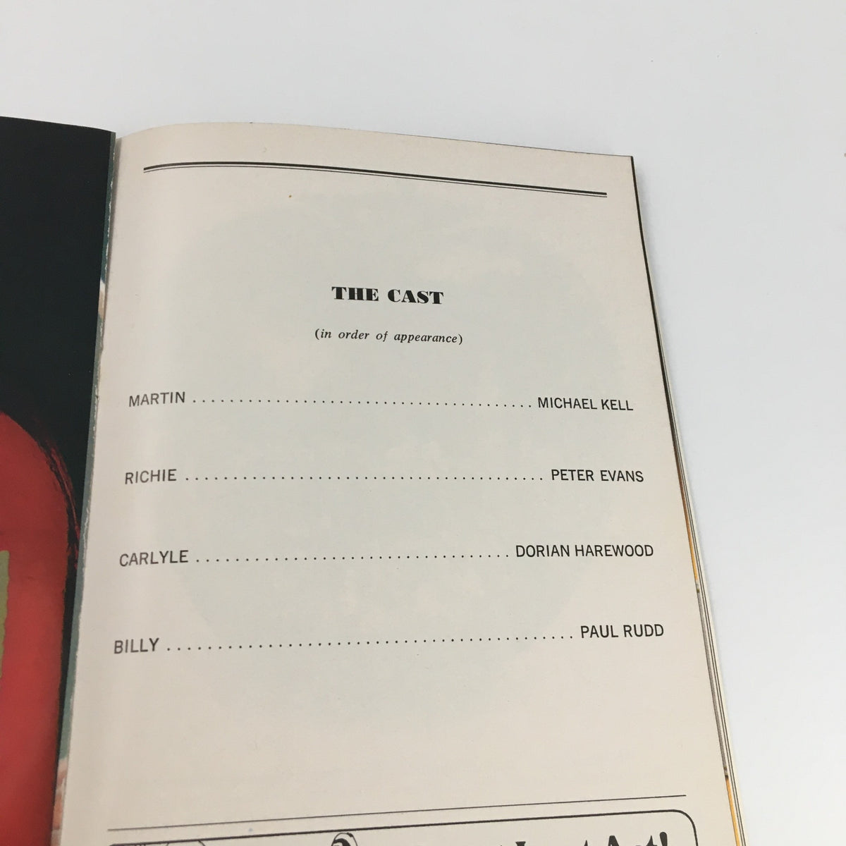 1976 Playbill Mitzi E. Newhouse Theater 'Streamers' showcasing the cast list including Michael Kell and Peter Evans.