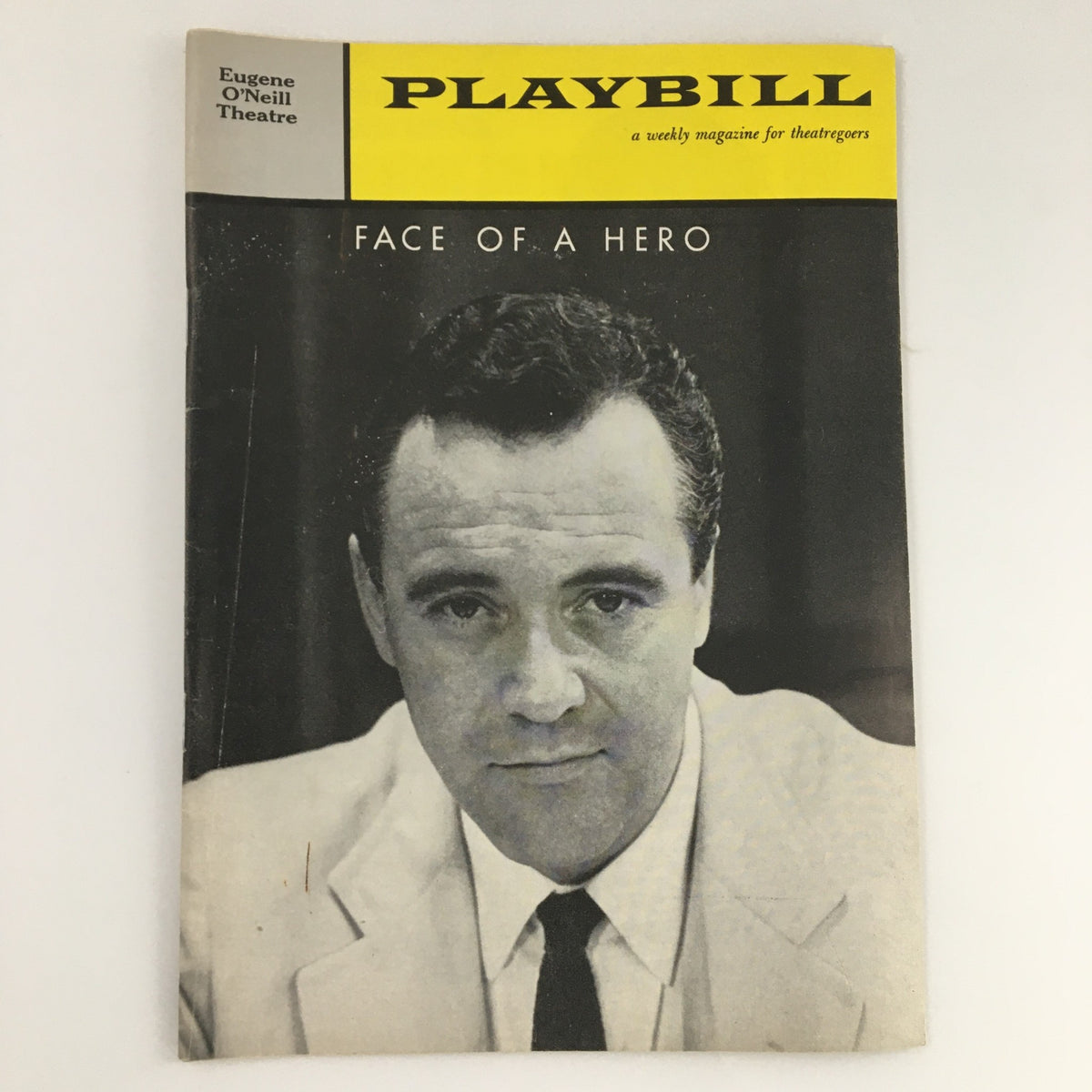 1960 Playbill for 'Face of a Hero' featuring Jack Lemmon and Betsy Blair from the Eugene O'Neill Theatre, capturing the essence of Broadway in the 1960s.