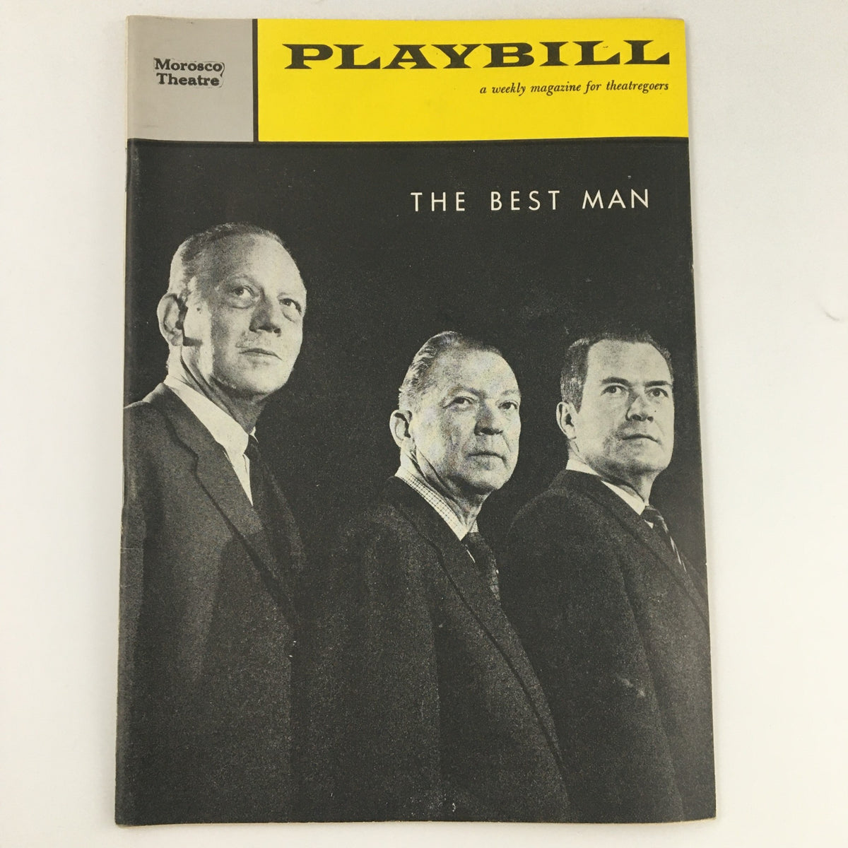 1960 Playbill from Morosco Theatre featuring the classic production 'The Best Man' with prominent actors Melvyn Douglas and Frank Lovejoy on the cover.