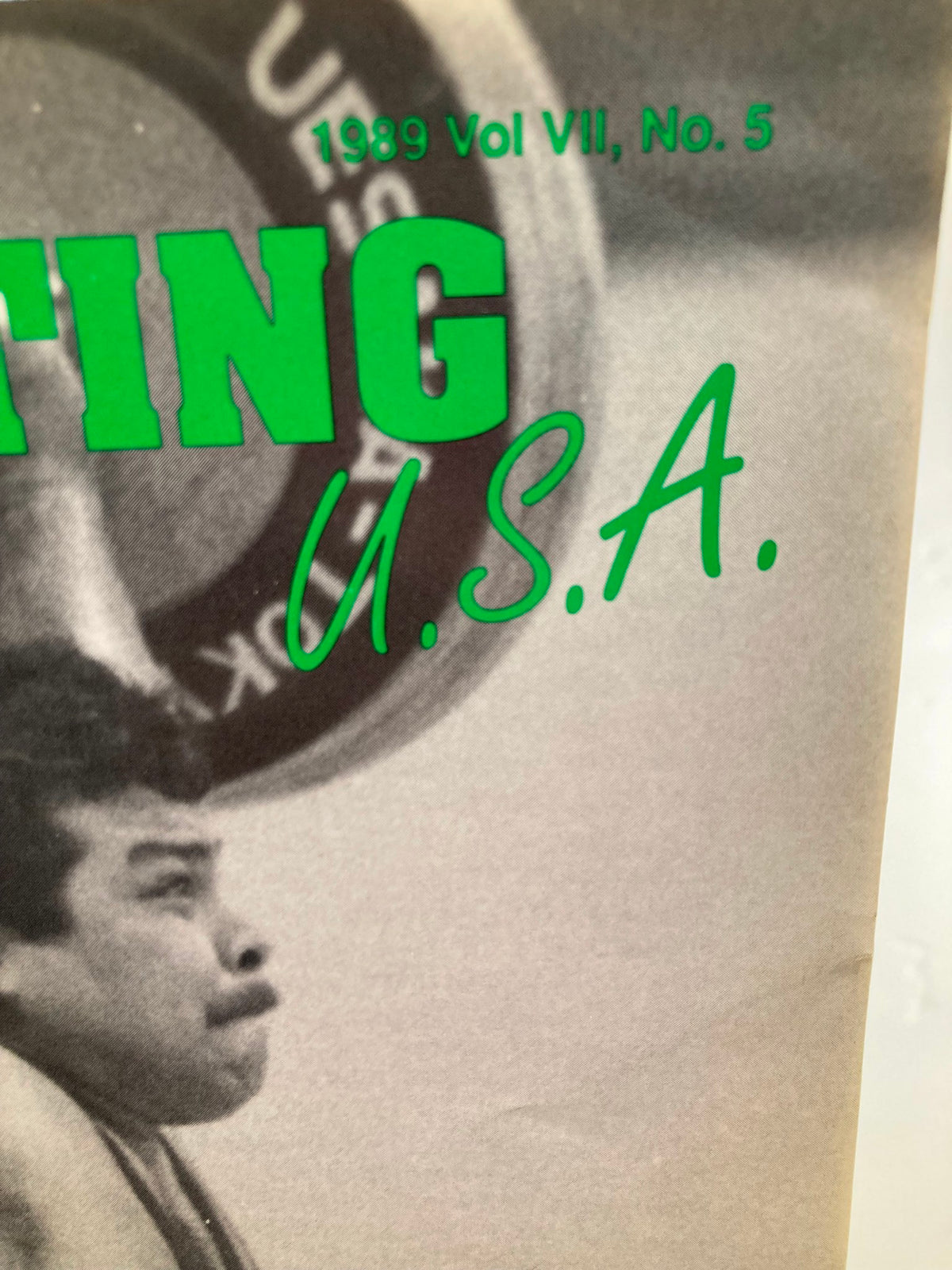 Cover of VTG Weightlifting USA Magazine 1989 Vol 7 #5 showcasing the title with details about Mario Martinez.