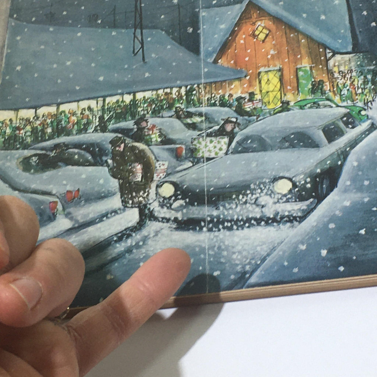 The New Yorker: December 19 1959 Full Magazine Cover depicting a snowy scene with cars and people in winter attire. Illustrated by Charles Saxon, this vintage cover captures the essence of a festive holiday atmosphere.