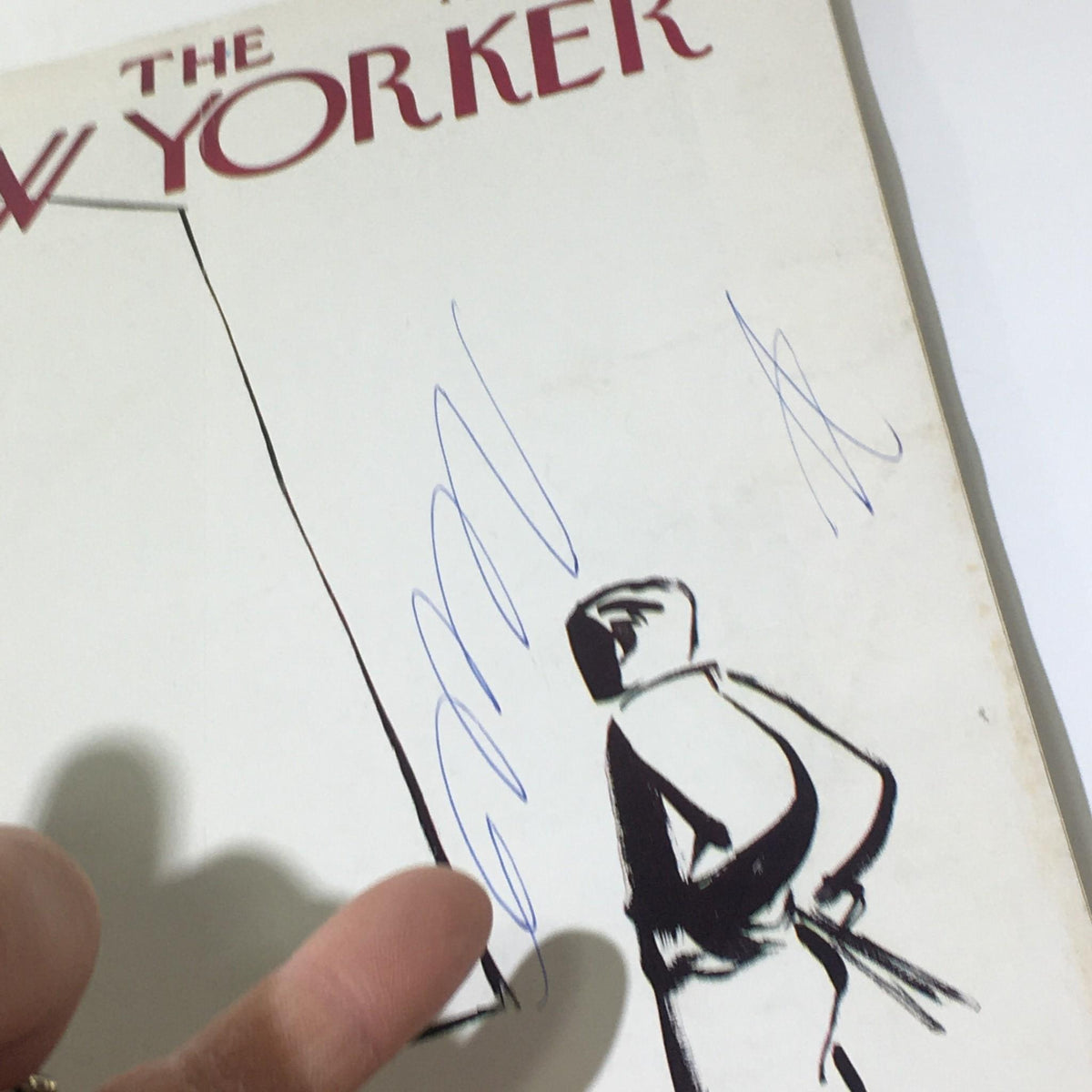 Detail of The New Yorker: October 17 1959 magazine cover, focusing on the figure in profile against the backdrop of an artist's palette, emphasizing the magazine's artistic theme.