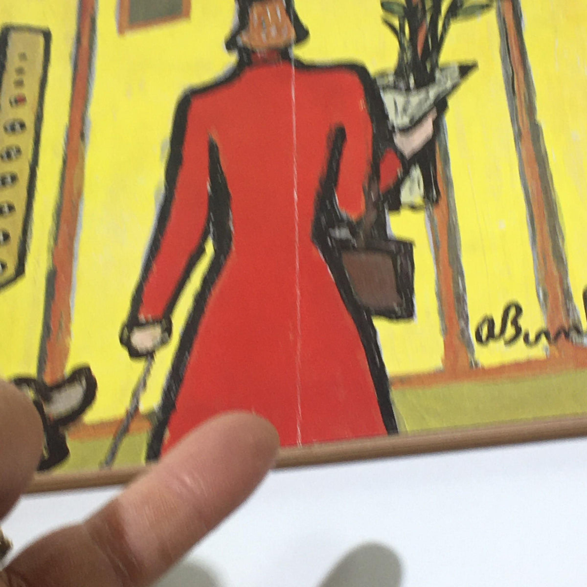 Close-up of The New Yorker: April 25 1959 Full Magazine cover by Abe Birnbaum, highlighting the detailed artwork of a woman in red with flowers, and the iconic style of mid-20th century magazine illustrations.