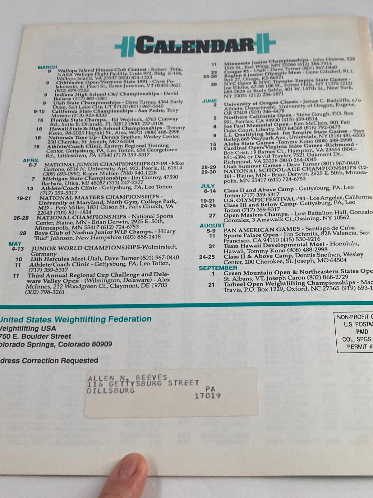 Vintage Weightlifting USA Magazine Vol 9 #1 1991 Mark Henry Junior American Records