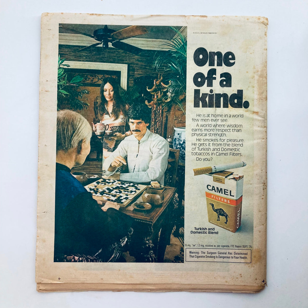 Another interior page from the VTG Rolling Stone Magazine February 26, 1976 Issue 207 highlighting an advertisement for Camel Filters, illustrating marketing trends in the 1970s.