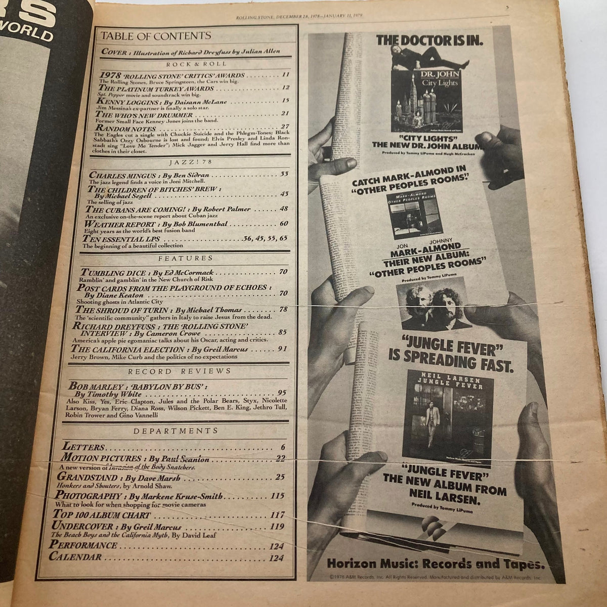 Vintage Rolling Stone Magazine January 11 1979 Issue 282 Richard Dreyfuss No Label