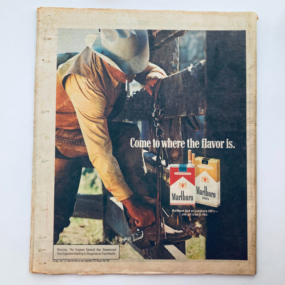 Back cover of the Rolling Stone Magazine November 13, 1980, Issue 330, featuring a Marlboro advertisement with a cowboy.