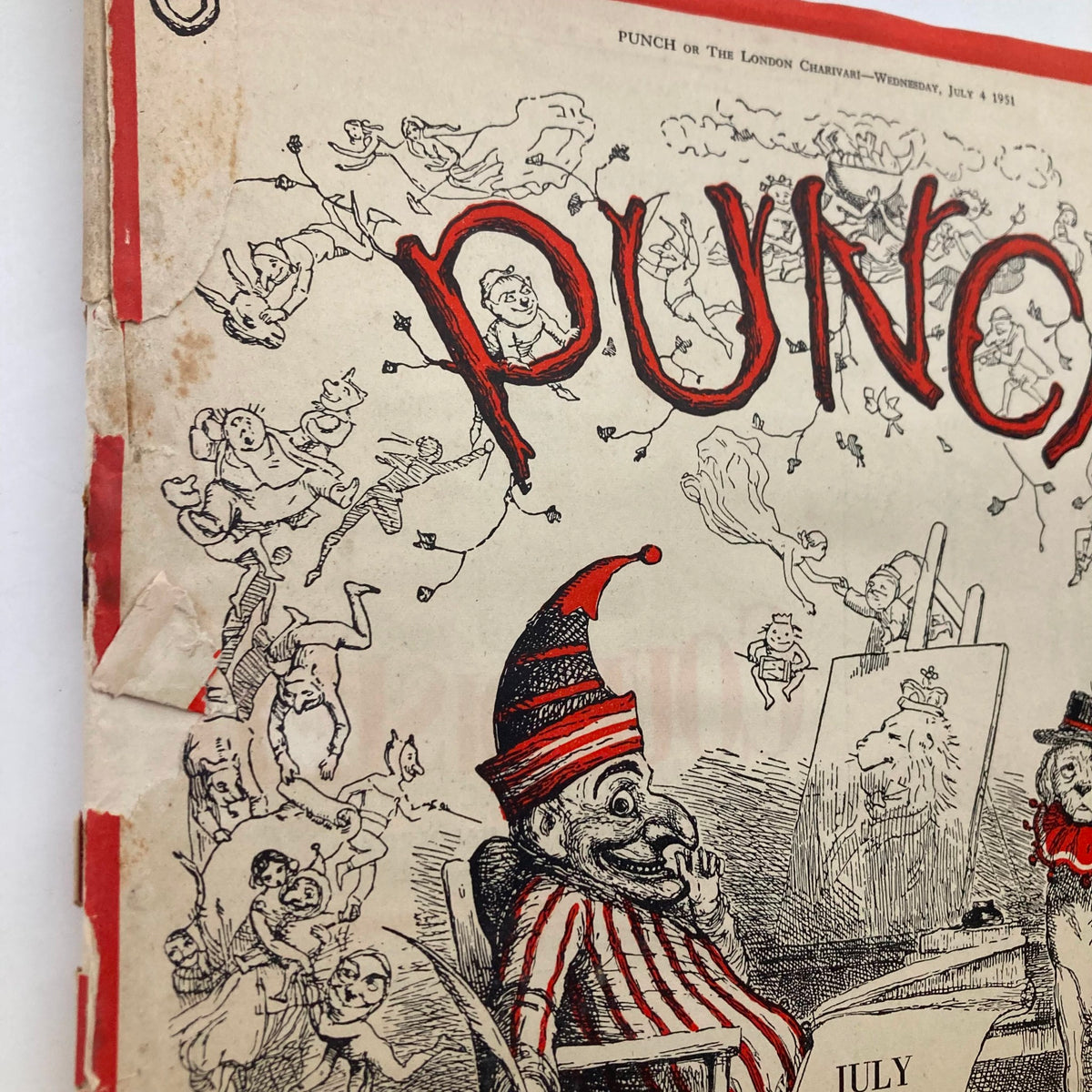 Cover of Punch Magazine July 4 1951 showcasing vintage cartoons and humor, highlighting post-World War II satire.