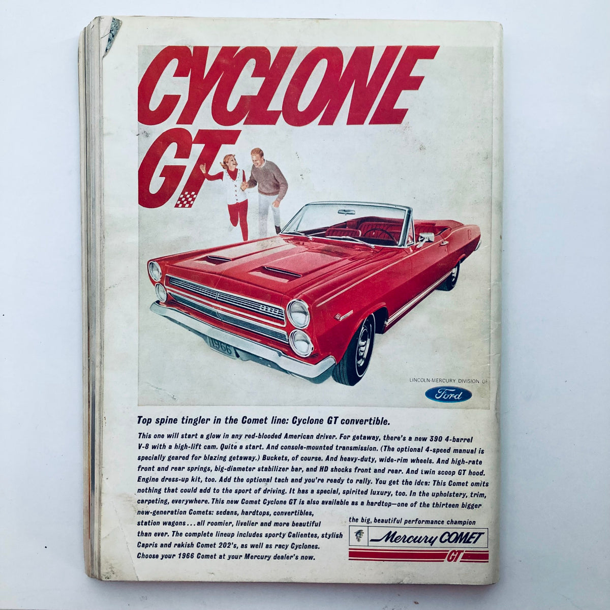 VTG Playboy Magazine December 1965 back cover with vintage car advertisement, enhancing the collectible appeal of the magazine.