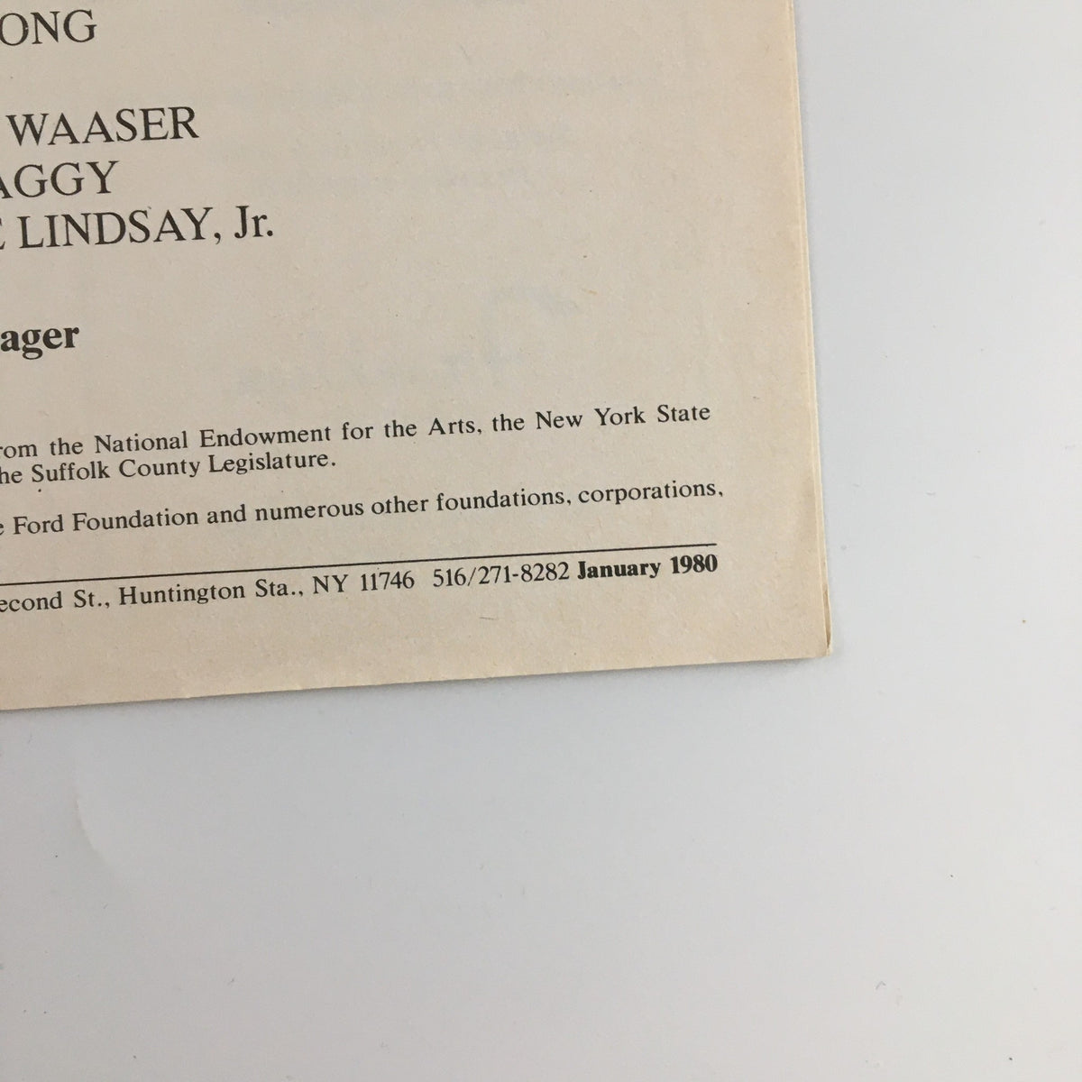 1980 Playbill for 'The Tenth Man' listing production manager and stage manager details.