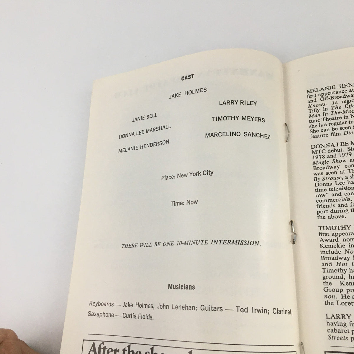 1980 Showbill for Manhattan Theatre Club's 'Sidewalkin' featuring cast details including Melanie Henderson and Janie Sell, highlighting minor wear and protective covering.