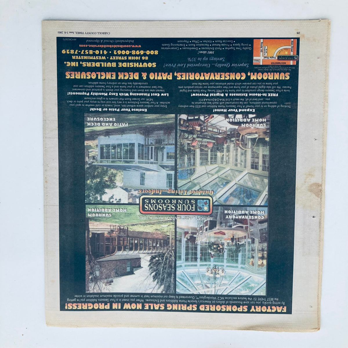 Back cover of TV Week Magazine from June 3, 2001, featuring advertisements and promotions related to local services.