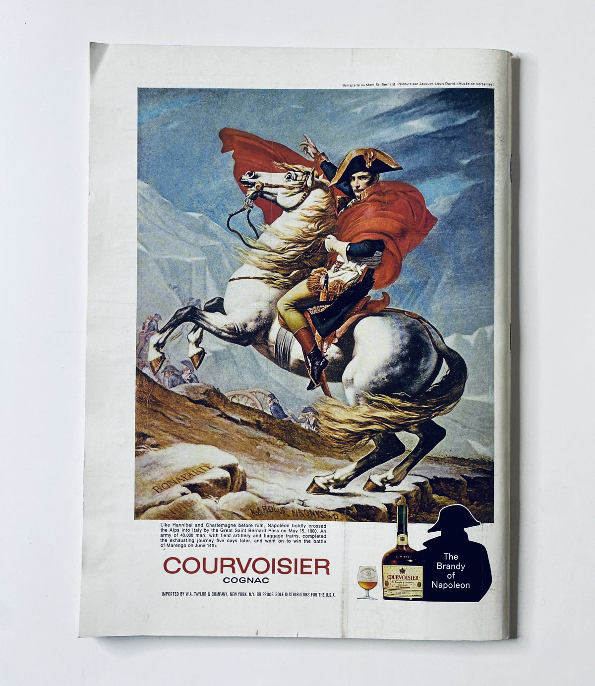 Back cover of The New Yorker Magazine September 13, 1969, featuring an advertisement for Courvoisier cognac with an artwork of Napoleon on a rearing horse.