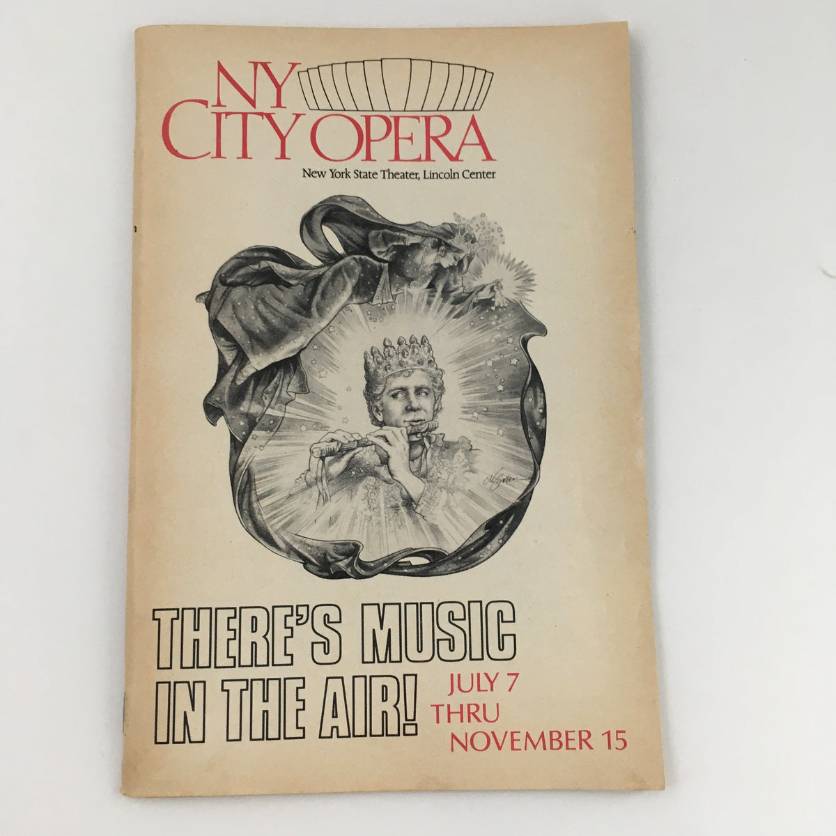 Cover of the 1987 NY City Opera program featuring 'Sweeney Todd' at the New York State Theatre, Lincoln Center, with artistic graphics and promotional text.