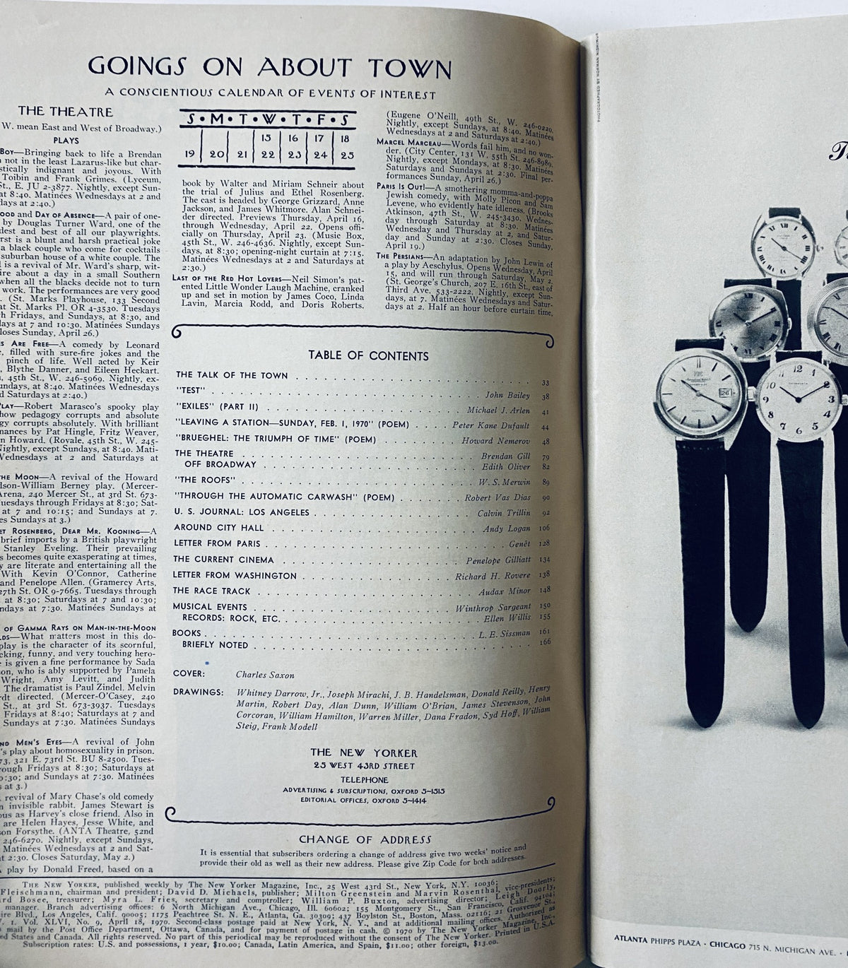 The New Yorker Magazine April 18, 1970 Charles Saxon Golfer Garage Cover VG